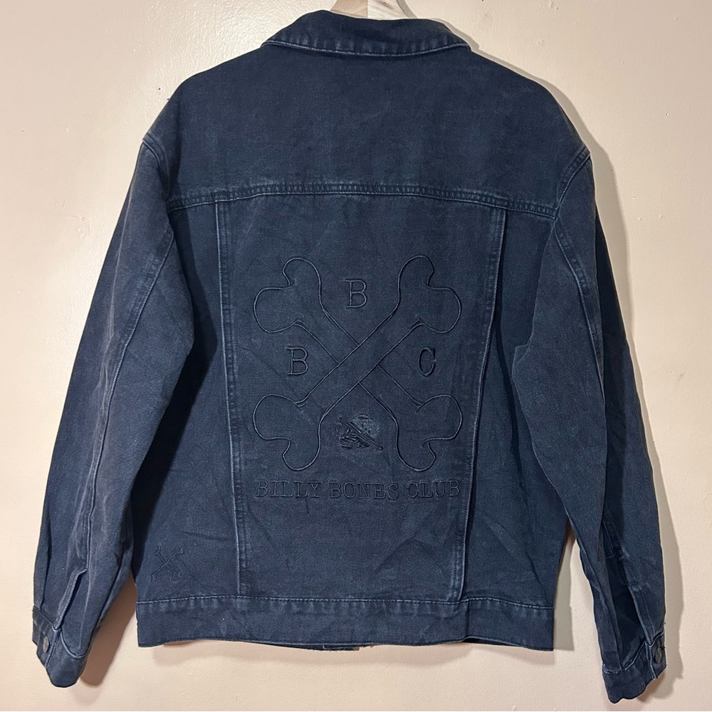 Billy Bones Club Melbourne Australia Embroidered Crossbones Black Jean Jacket L